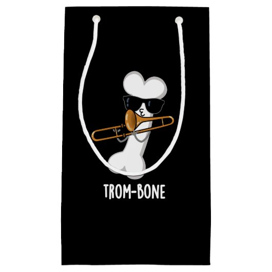 Trom-bone Funny Music Trombone Pun Dark BG Kleine Geschenktüte (Vorderseite)