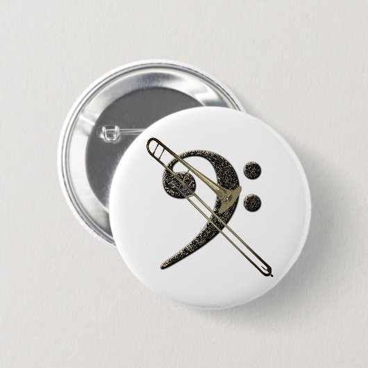 Trombone-Bass-Clef-Musikinstrument Button (Vorne & Hinten)