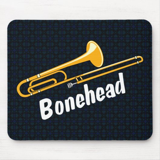Trombone Bonehead weißer Text Mousepad (Vorne)