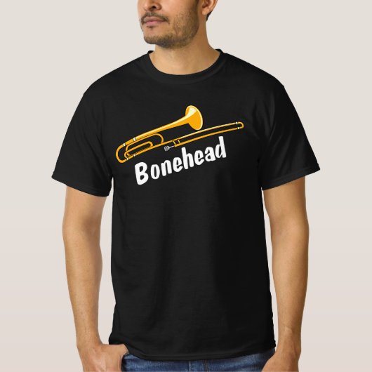 Trombone Bonehead weißer Text T-Shirt (Vorderseite)