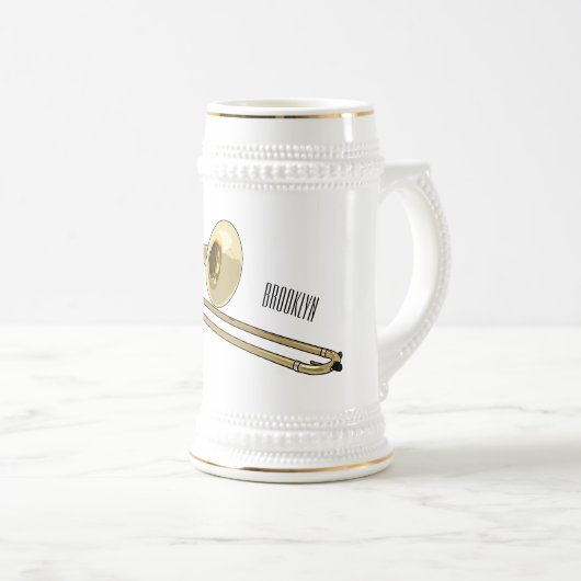 Trombone-Cartoon Bierglas (VorderseiteRechts)