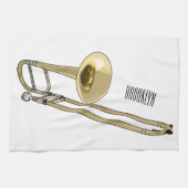 Trombone-Cartoon Geschirrtuch (Horizontal)