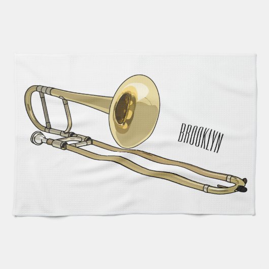 Trombone-Cartoon Geschirrtuch (Horizontal)