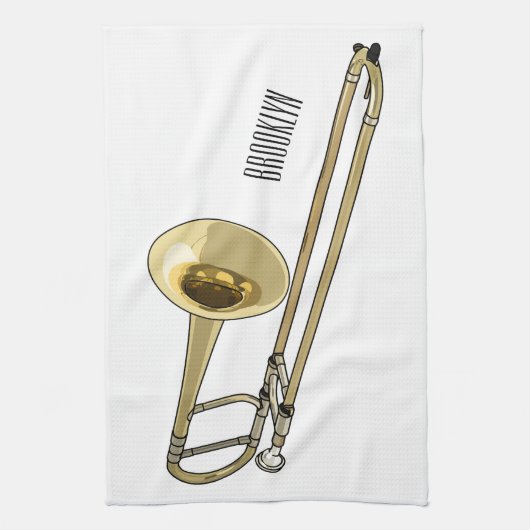 Trombone-Cartoon Geschirrtuch (Vertikal)