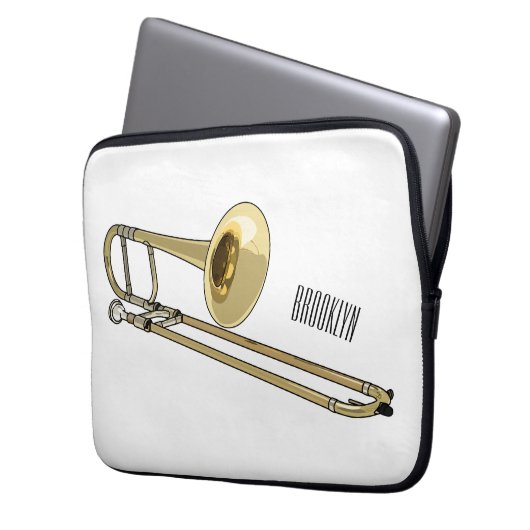 Trombone-Cartoon Laptopschutzhülle (Vorderseite Links)