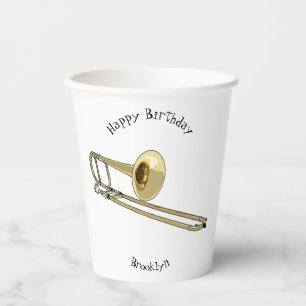 Trombone-Cartoon Pappbecher