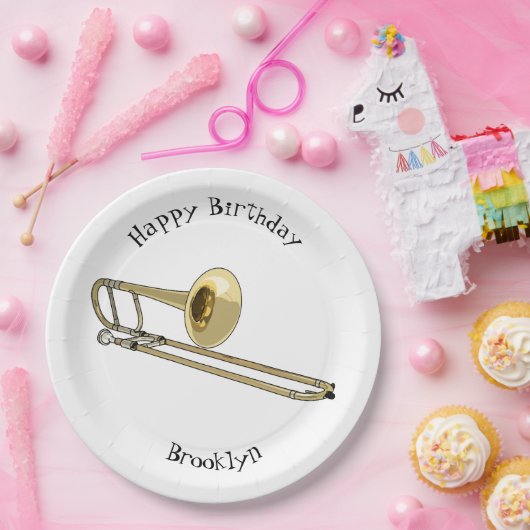 Trombone-Cartoon Pappteller (Party)