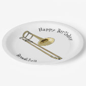 Trombone-Cartoon Pappteller (Schrägansicht)