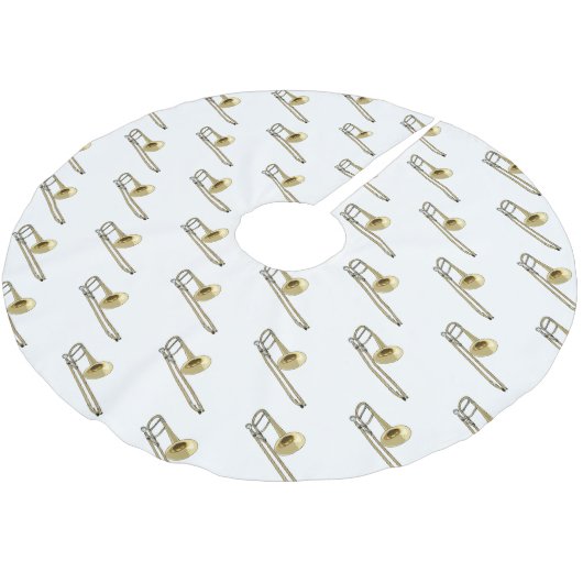 Trombone-Cartoon Polyester Weihnachtsbaumdecke (Schrägansicht)