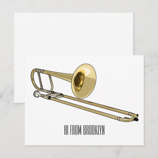 Trombone-Cartoon Postkarte (Vorne/Hinten)