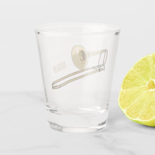 Trombone-Cartoon Schnapsglas (Rückseite)