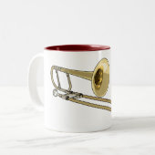 Trombone-Cartoon Zweifarbige Tasse (Vorderseite Links)