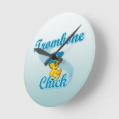 Trombone Chick #3 Runde Wanduhr (Winkel)