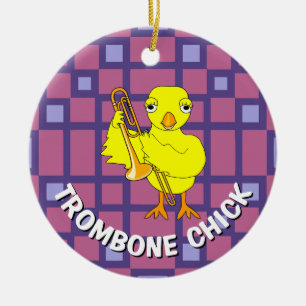 Trombone Chick Keramik Ornament