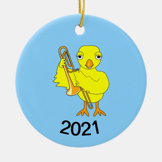 Trombone Chick Keramik Ornament (Vorne)