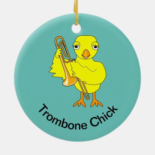 Trombone Chick Keramik Ornament (Hinten)