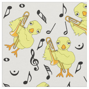 Trombone Chick Musiknoten Stoff