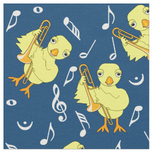 Trombone Chick Musiknoten Stoff