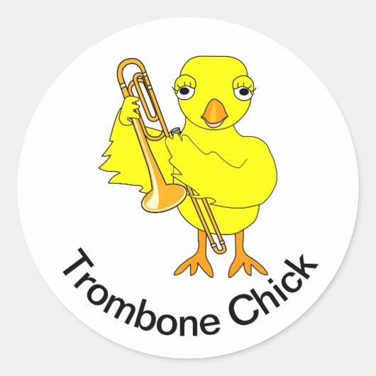 Trombone Chick Runder Aufkleber (Vorderseite)