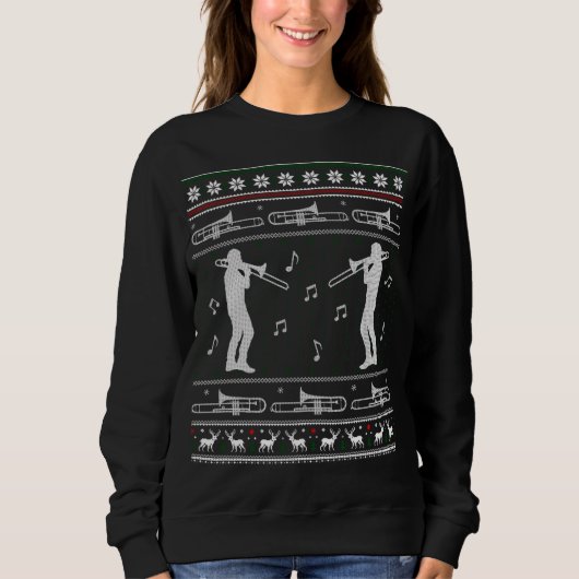 Trombone Christmas Funny Band Ugly Sweater Sweatshirt (Vorderseite)