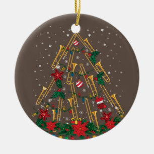 Trombone Christmas Tree Ornaments Funny Music Band Keramik Ornament