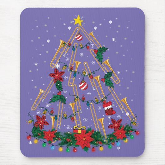 Trombone Christmas Tree Ornaments Funny Music Band Mousepad (Vorne)