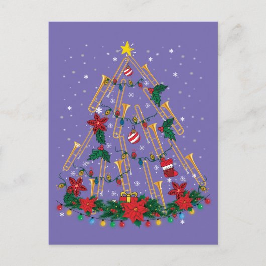 Trombone Christmas Tree Ornaments Funny Music Band Postkarte (Vorderseite)