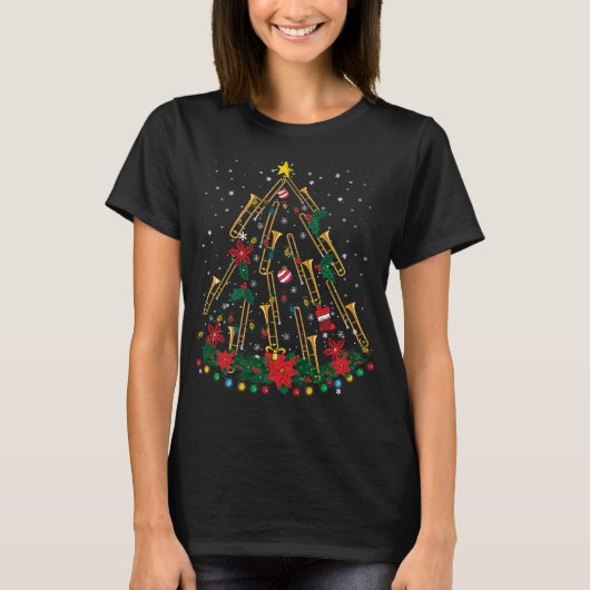 Trombone Christmas Tree Ornaments Funny Music Band T-Shirt (Vorderseite)