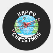 Trombone Christmas Trombonist Br Musician Music Te Runder Aufkleber (Vorderseite)