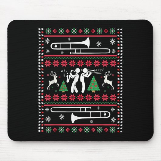 Trombone Christmas Ugly Trombonist Jazz Music Marc Mousepad (Vorne)