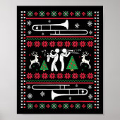 Trombone Christmas Ugly Trombonist Jazz Music Marc Poster (Vorne)