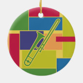 Trombone Colorblocks Verzierung Keramik Ornament (Hinten)