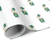 Trombone Cute Bunny Marching Band Green Gold Geschenkpapier (Rolleneckpunkt)