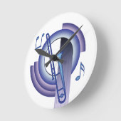 Trombone Deco2 Runde Wanduhr (Winkel)