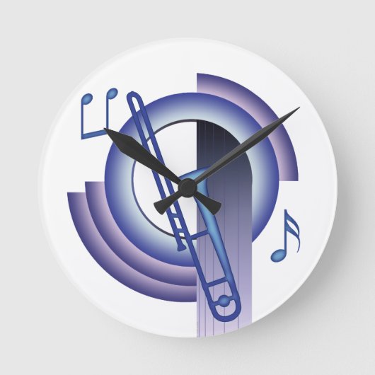 Trombone Deco2 Runde Wanduhr (Vorderseite)
