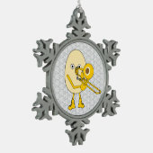 Trombone Egghead Schneeflocken Zinn-Ornament (Links)