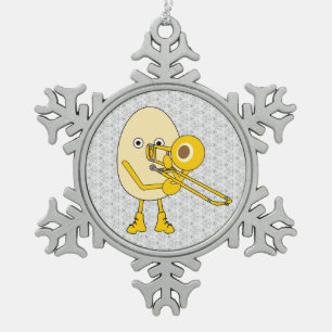 Trombone Egghead Schneeflocken Zinn-Ornament