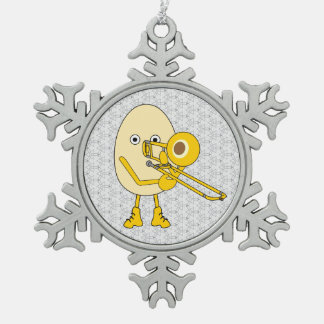 Trombone Egghead Schneeflocken Zinn-Ornament