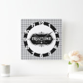 Trombone-Emblem Quadratische Wanduhr (Zuhause)