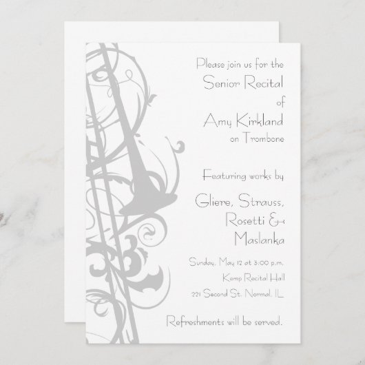 Trombone-Erwägung Einladung (Vorne/Hinten)