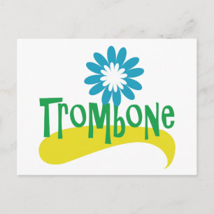 Trombone Fun farbenfrohe Blume Postkarte
