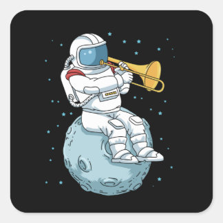 Trombone Gift Jazz Music Marching Band Trombone Quadratischer Aufkleber