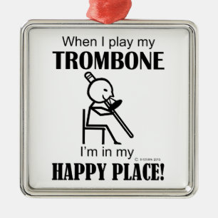 Trombone-glücklicher Platz Silbernes Ornament