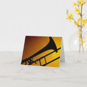 Trombone-Gruß-Karten-Goldhintergrund Karte (Gelbe Blume)