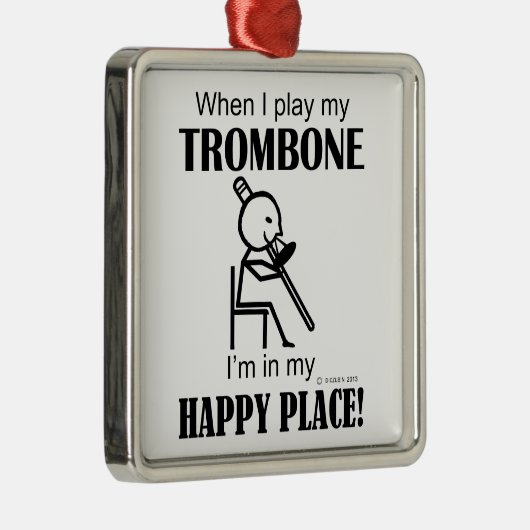 Trombone Happy Place Silbernes Ornament (Rechts)