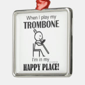 Trombone Happy Place Silbernes Ornament (Links)