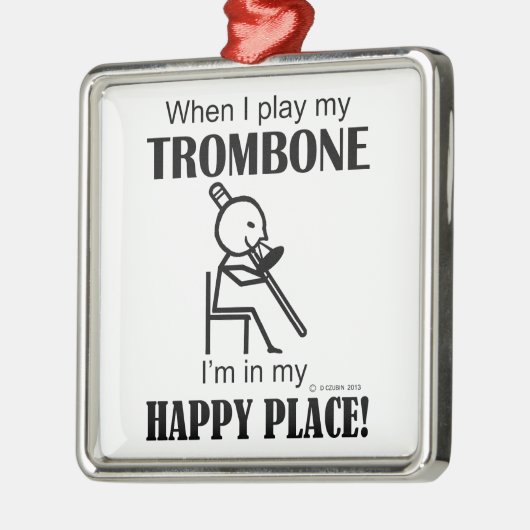 Trombone Happy Place Silbernes Ornament (Links)