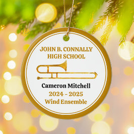Trombone High School Band Custom Gold Weihnachten Keramik Ornament