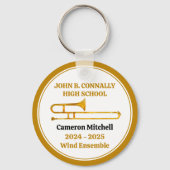 Trombone High School Band Gold Personalisiert Schlüsselanhänger (Vorderseite)