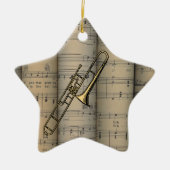 Trombone ~ Hintergrund der Notenblätter ~ Musikali Keramikornament (Vorne)